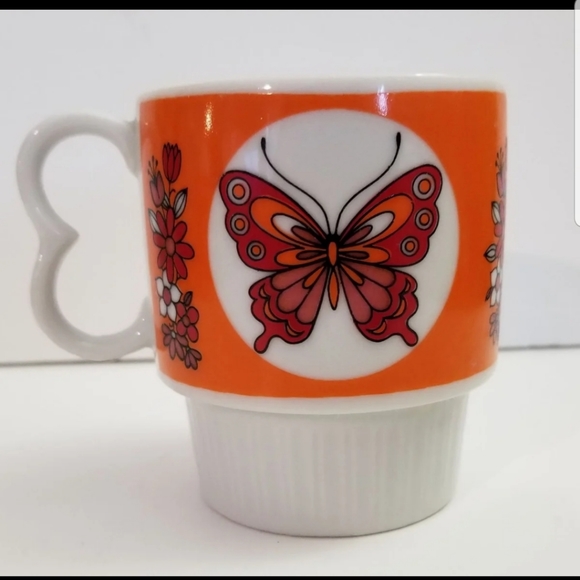 Vintage Japan Mid Century Butterfly Stackable Mug - Picture 3 of 5